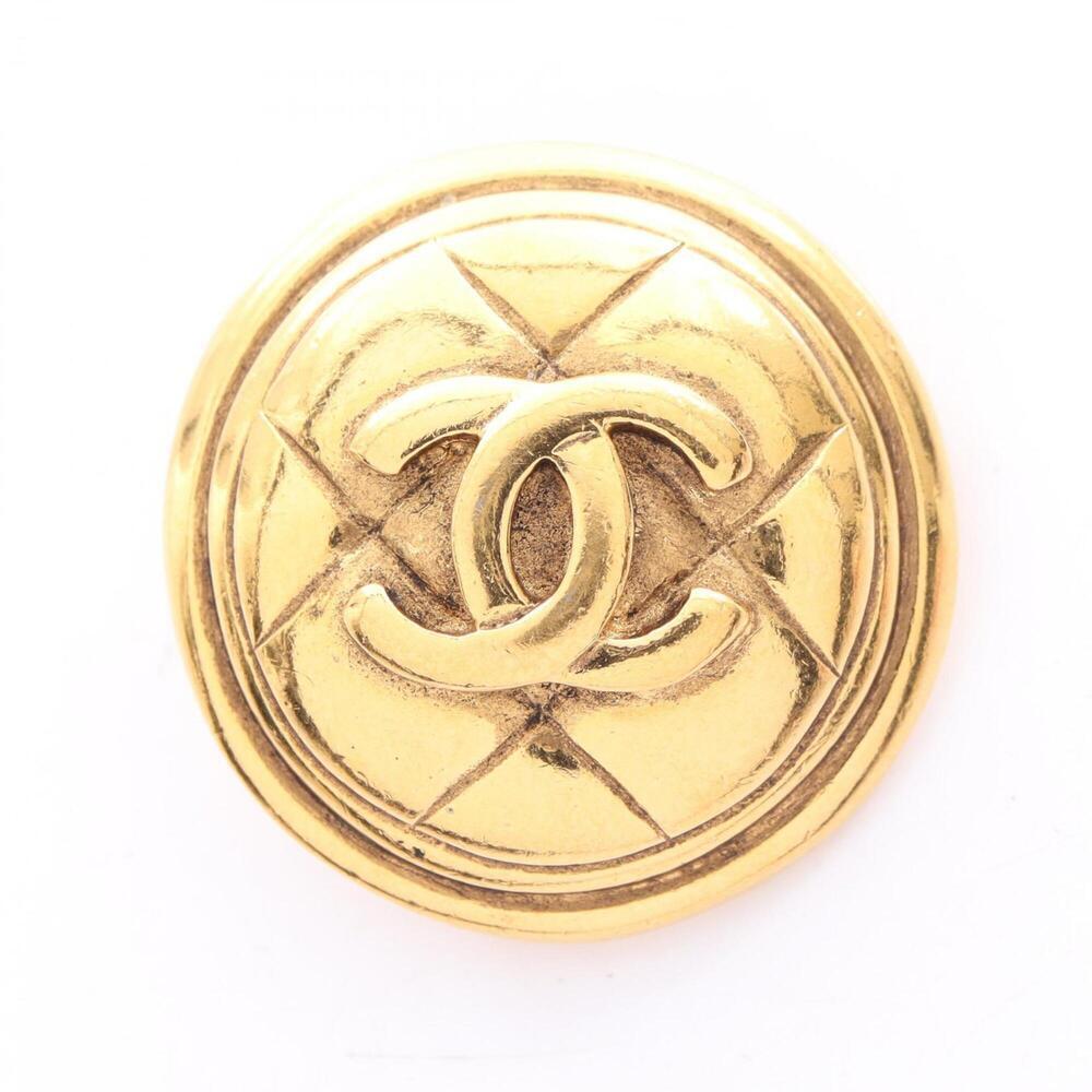 CHANEL Gold Logo Brooch